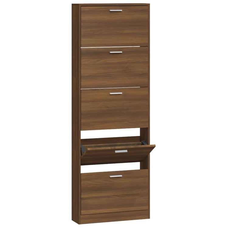 Armoire à chaussures Vidaxl 59x17x169 cm Couleur de chêne marron en bois transformé