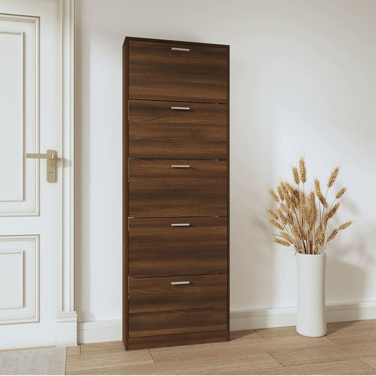 Armoire à chaussures Vidaxl 59x17x169 cm Couleur de chêne marron en bois transformé