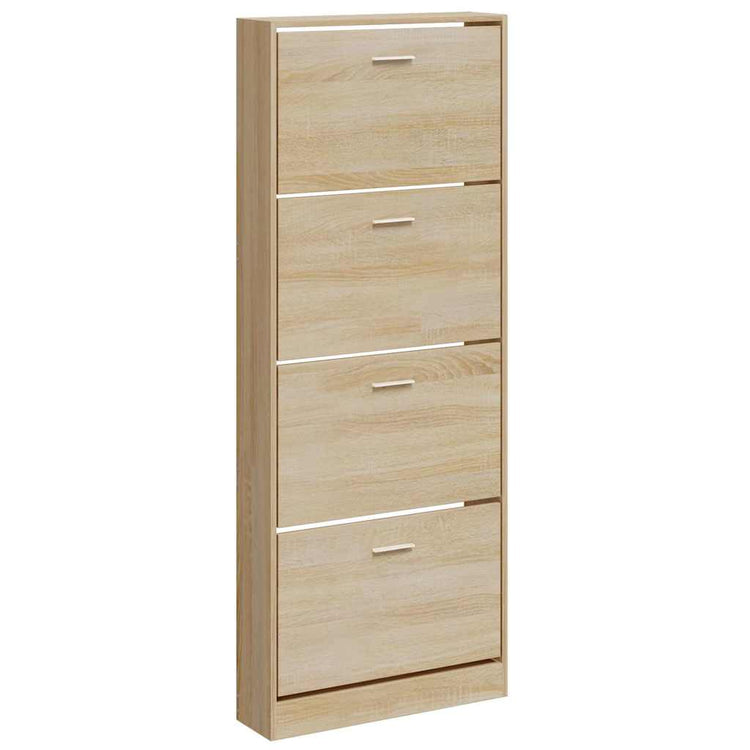Armoire à chaussures Vidaxl 59x17x150 cm chêne en bois de bois de couleur