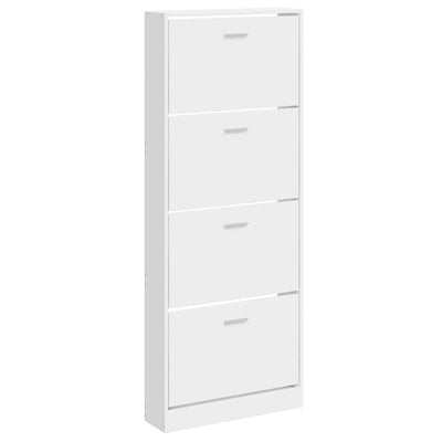 Armoire à chaussures Vidaxl 59x17x150 cm bois transformé haut brillant blanc