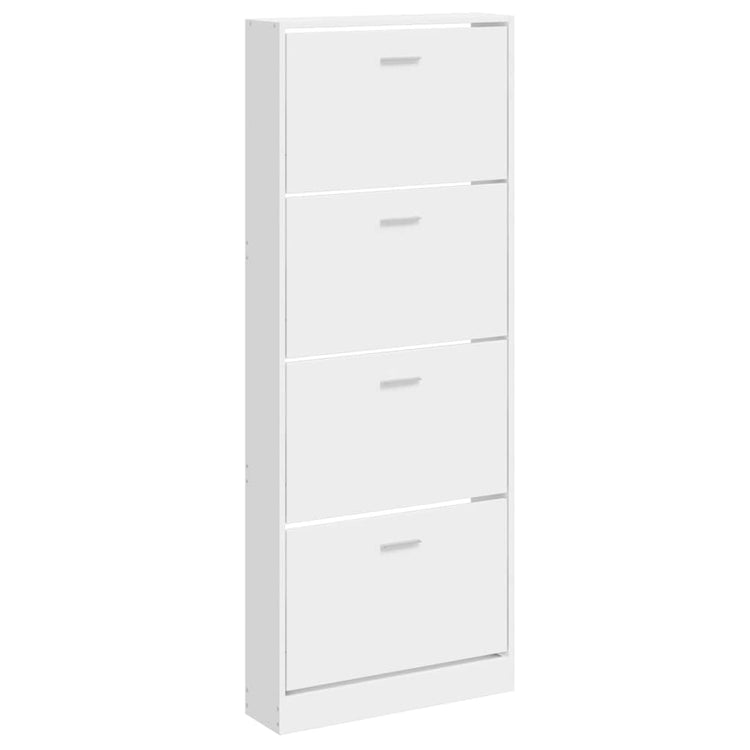 Armoire à chaussures Vidaxl 59x17x150 cm bois transformé haut brillant blanc