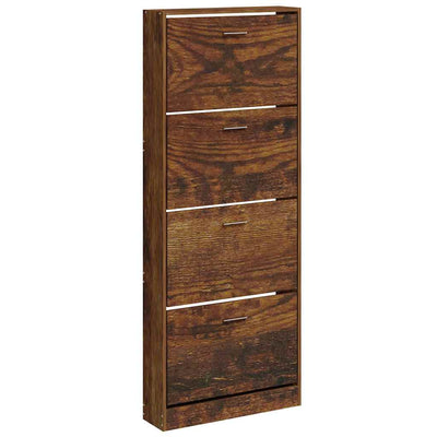 Armoire à chaussures Vidaxl 59x17x150 cm en bois de chêne fumé en bois coloré