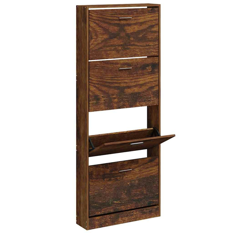 Armoire à chaussures Vidaxl 59x17x150 cm en bois de chêne fumé en bois coloré