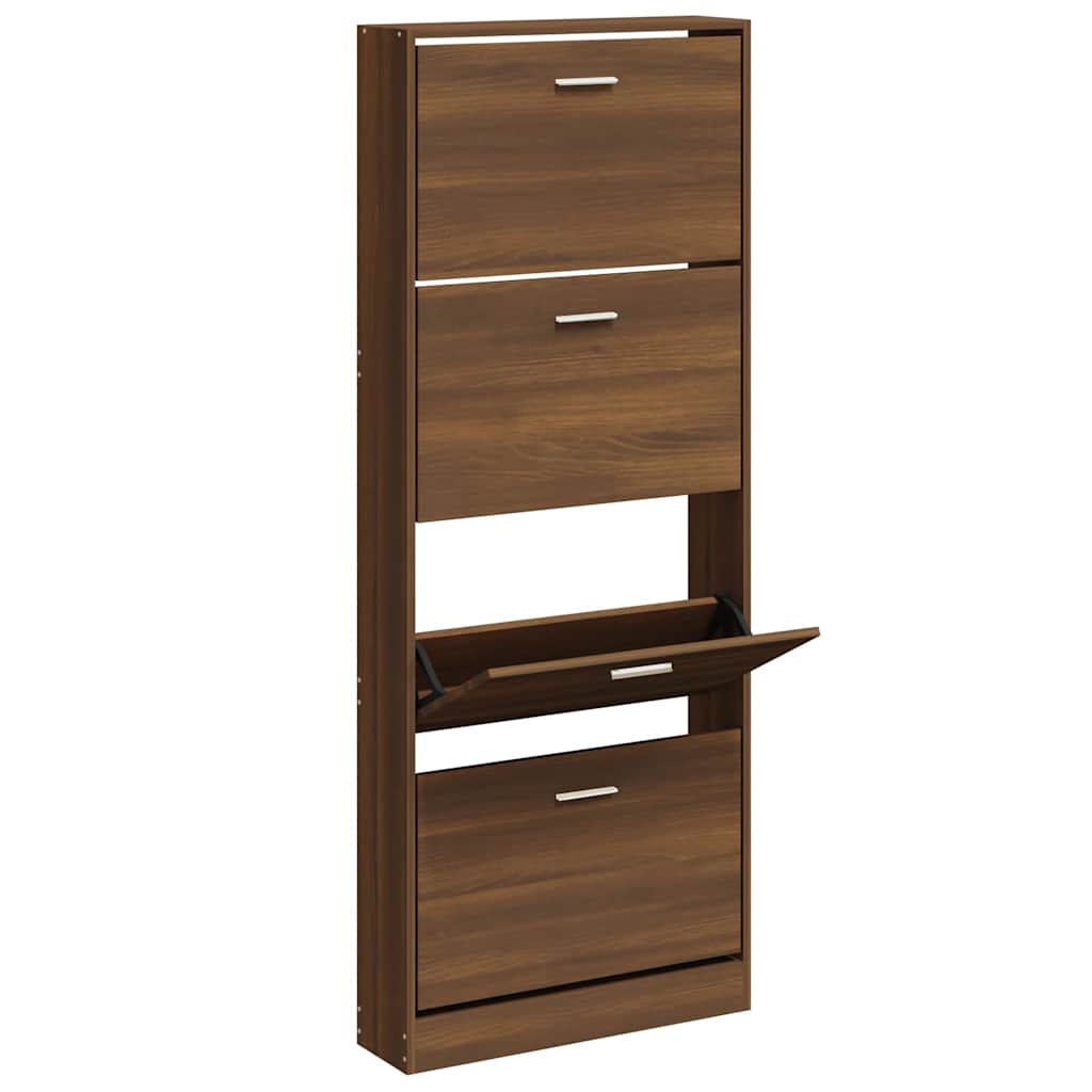 Armoire à chaussures Vidaxl 59x17x150 cm Couleur de chêne brun coupé en bois coupé