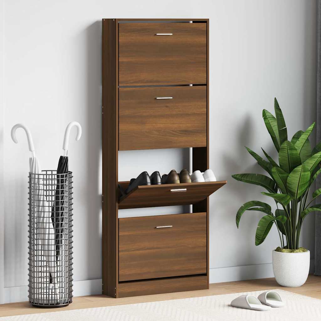 Armoire à chaussures Vidaxl 59x17x150 cm Couleur de chêne brun coupé en bois coupé