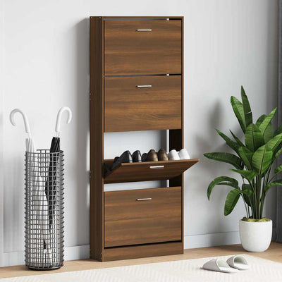 Armoire à chaussures Vidaxl 59x17x150 cm Couleur de chêne brun coupé en bois coupé