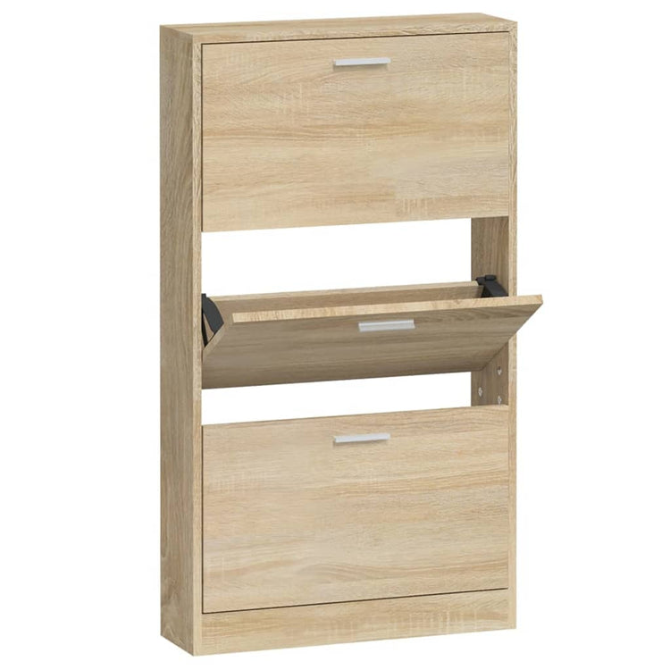 Armoire à chaussures Vidaxl 59x17x108 cm chêne en bois de bois de couleur
