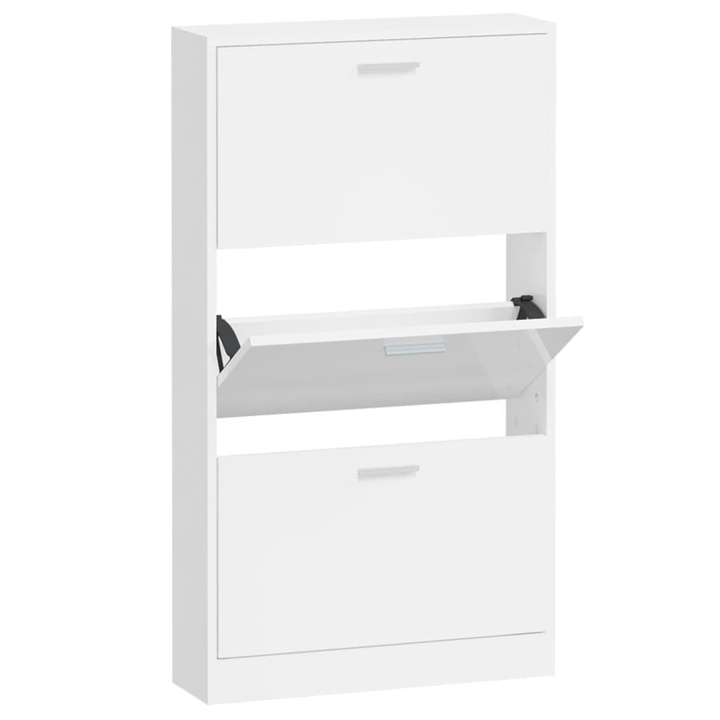 Armoire à chaussures Vidaxl 59x17x108 cm en bois de bois haute brillant blanc