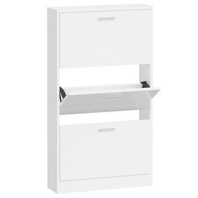 Armoire à chaussures Vidaxl 59x17x108 cm en bois de bois haute brillant blanc