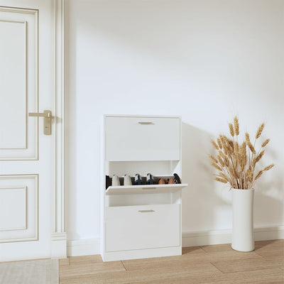 Armoire à chaussures Vidaxl 59x17x108 cm en bois de bois haute brillant blanc