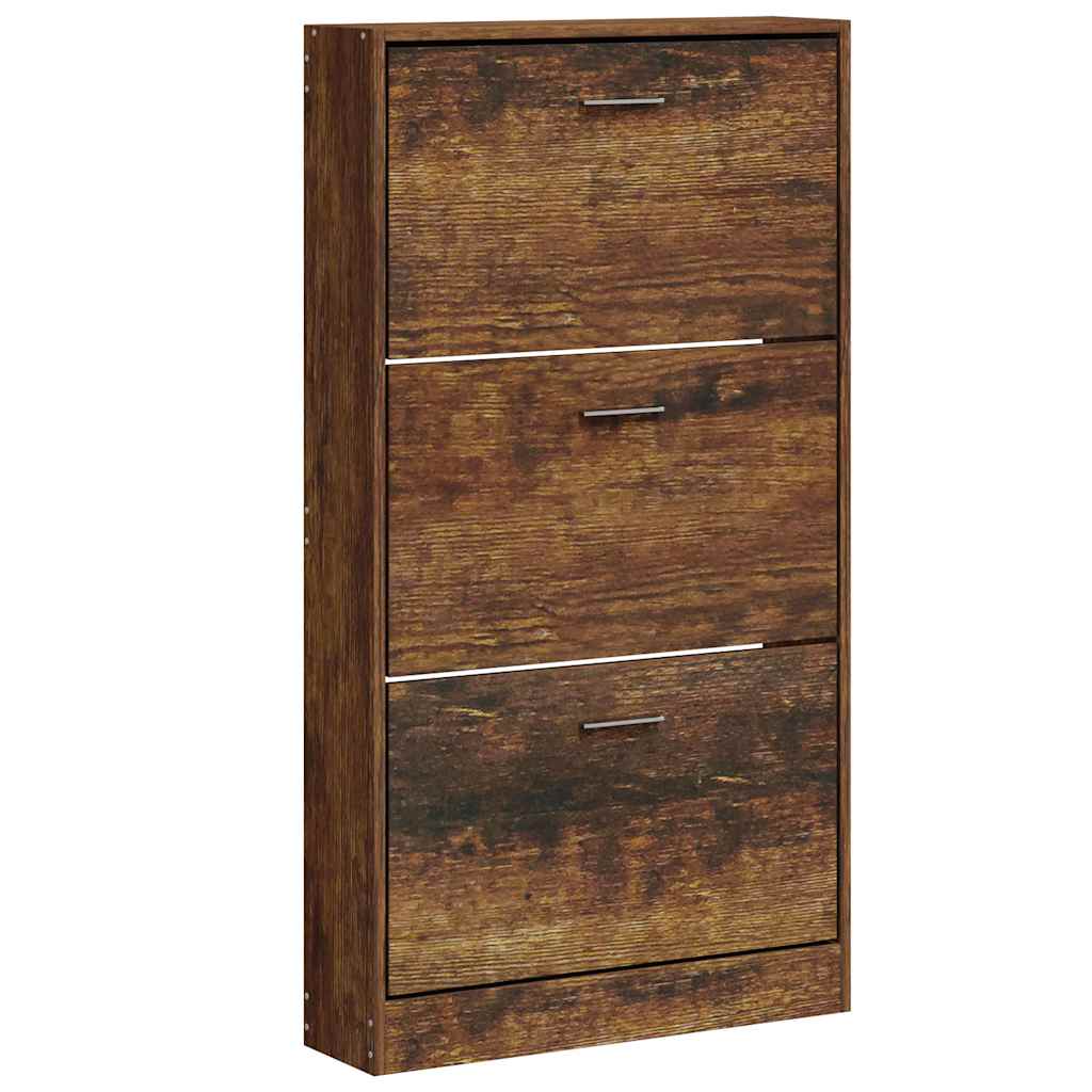 Armoire à chaussures Vidaxl 59x17x108 cm en bois de bois de chêne fumé coloré