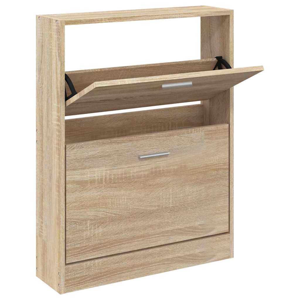Armoire à chaussures Vidaxl 59x17x81 cm chêne en bois transformé -colore