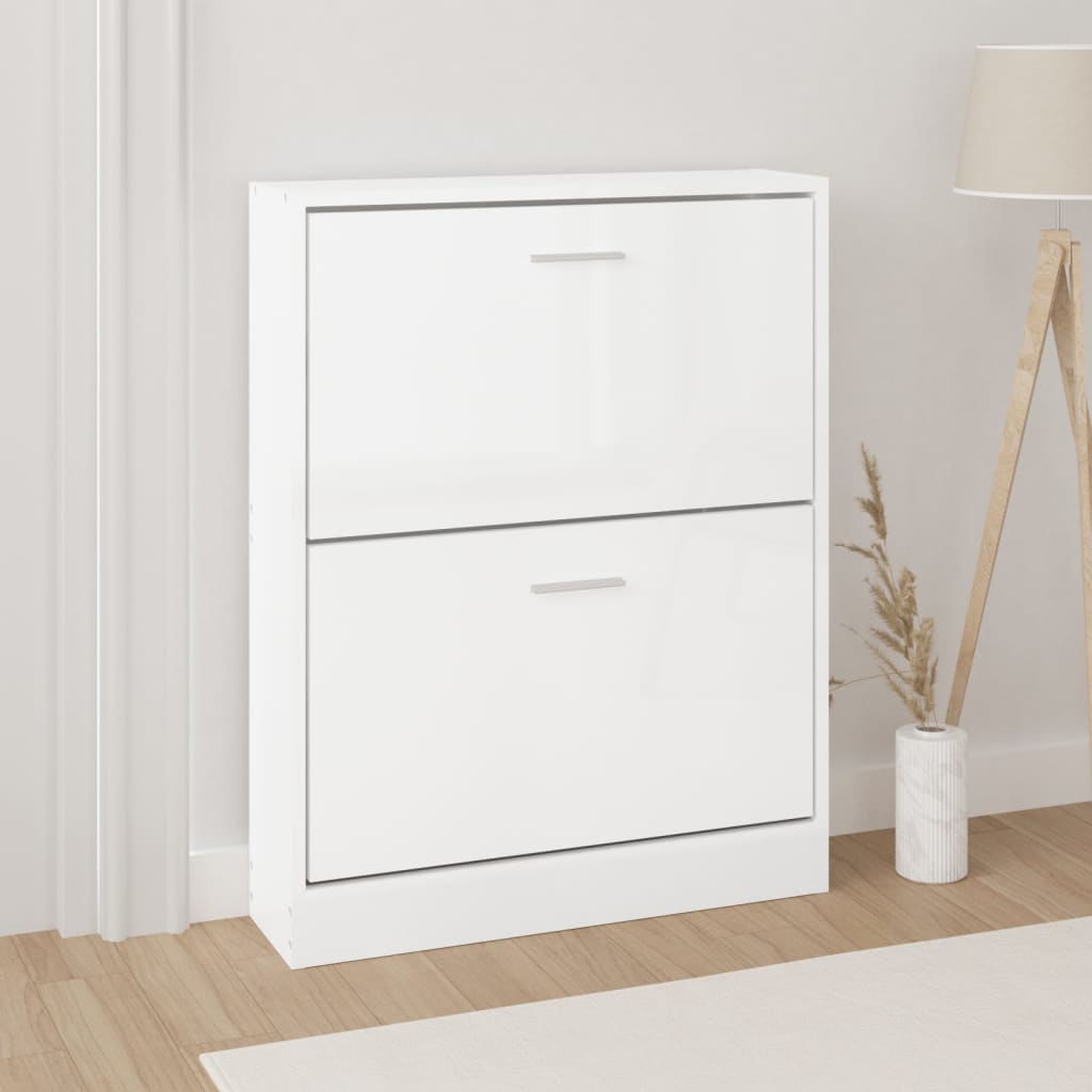 Armoire à chaussures vidaxl 59x17x81 cm en bois de bois haut blanc