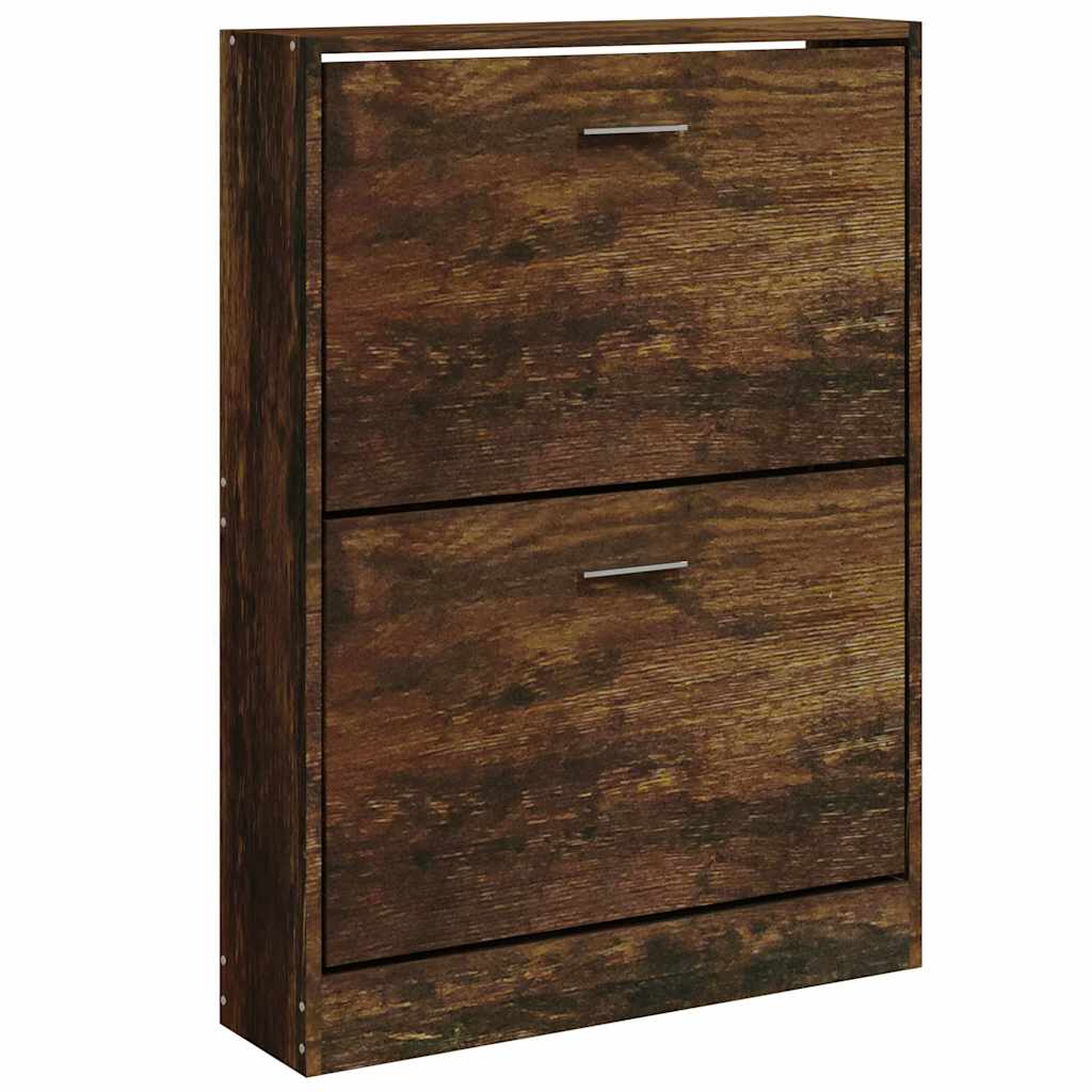 Armoire à chaussures Vidaxl 59x17x81 cm en bois de bois de chêne fumé coloré