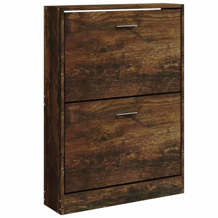 Armoire à chaussures Vidaxl 59x17x81 cm en bois de bois de chêne fumé coloré