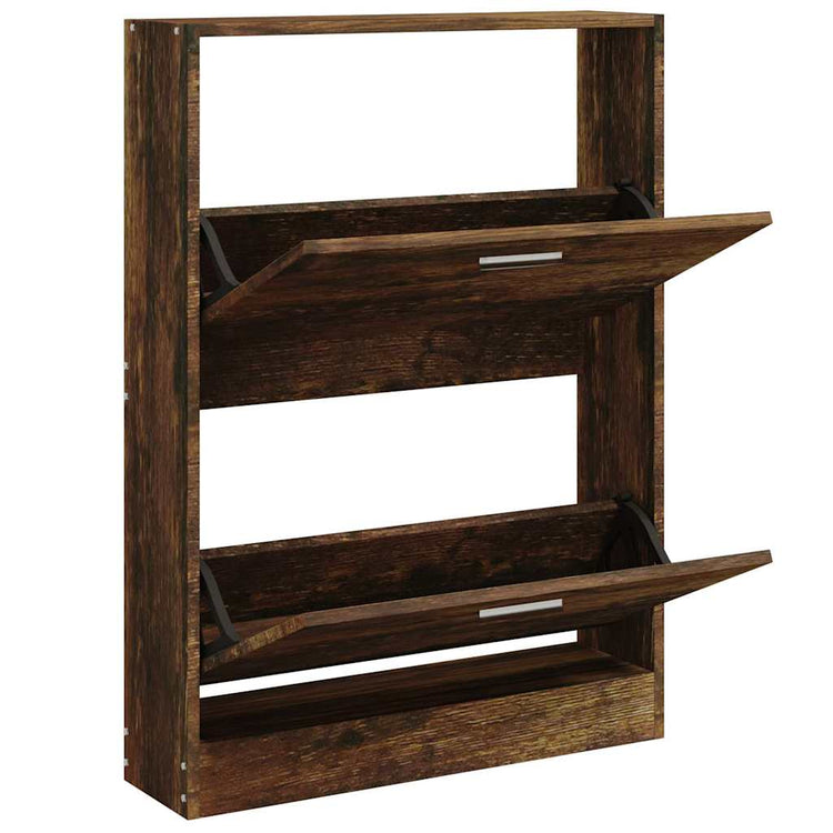 Armoire à chaussures Vidaxl 59x17x81 cm en bois de bois de chêne fumé coloré