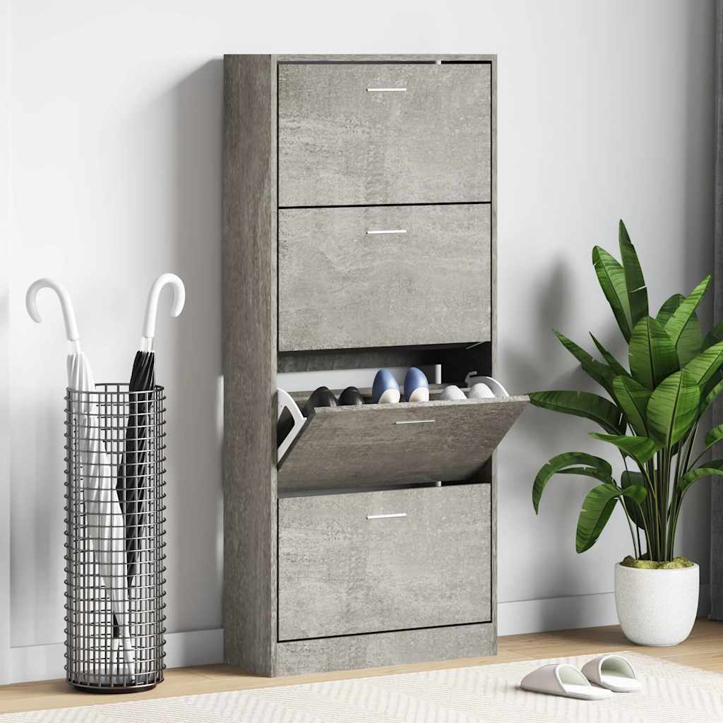 Armoire à chaussures Vidaxl 63x24x147 cm Prix de béton en bois transformé