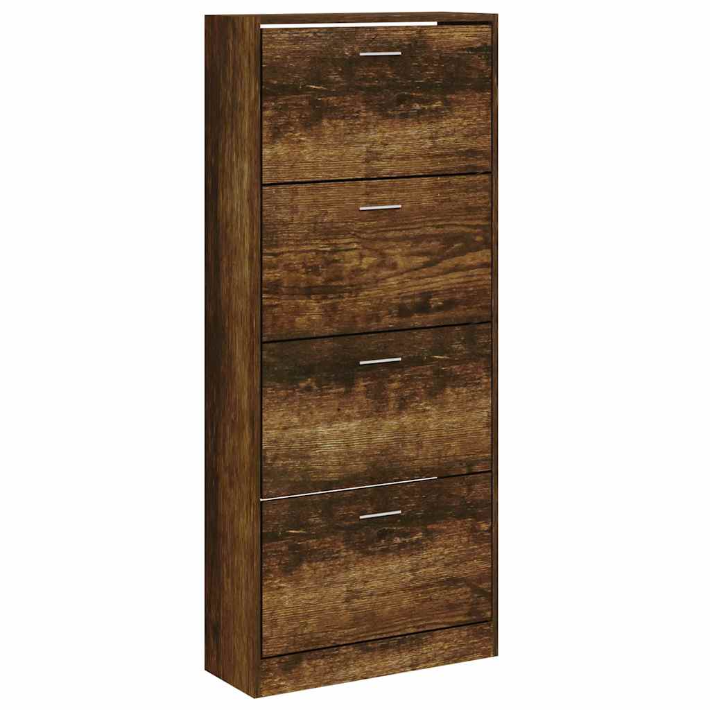 Armoire à chaussures Vidaxl 63x24x147 cm en bois de bois de bois fumé coloré