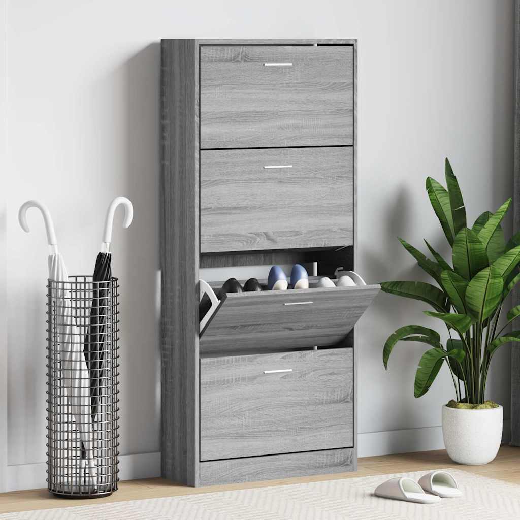 Armoire à chaussures vidaxl 63x24x147 cm en bois de bois de bois sonoma