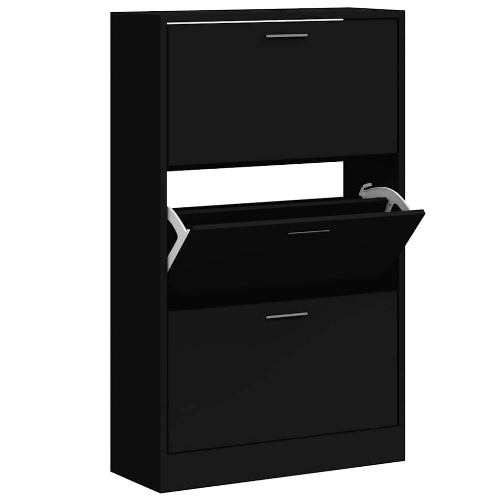 Armoire à chaussures Vidaxl 63x24x103 cm Bois transformé noir