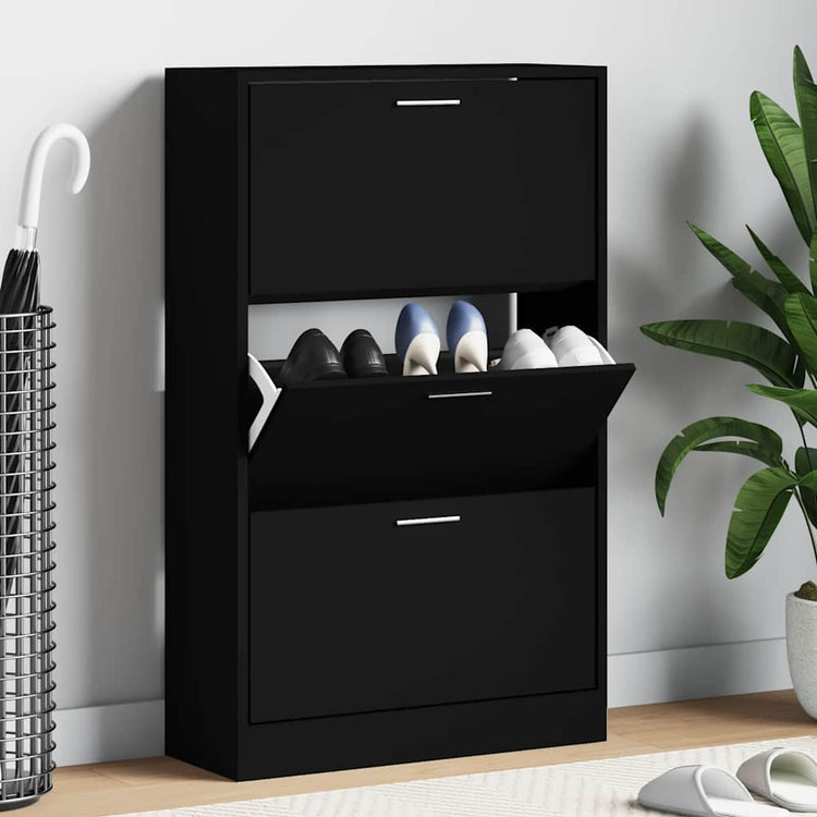 Armoire à chaussures Vidaxl 63x24x103 cm Bois transformé noir
