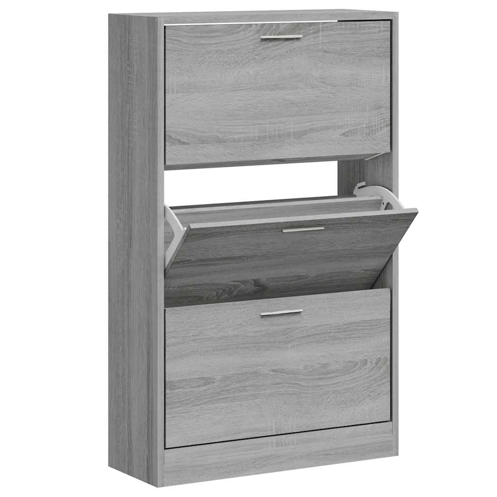 Armoire à chaussures Vidaxl 63x24x103 cm en bois de bois de gris sonoma