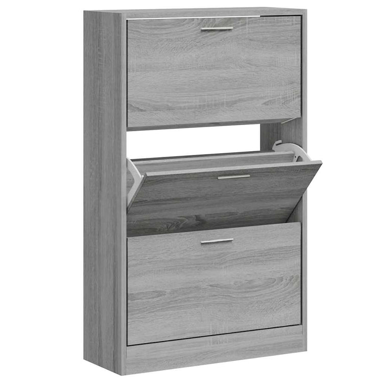 Armoire à chaussures Vidaxl 63x24x103 cm en bois de bois de gris sonoma