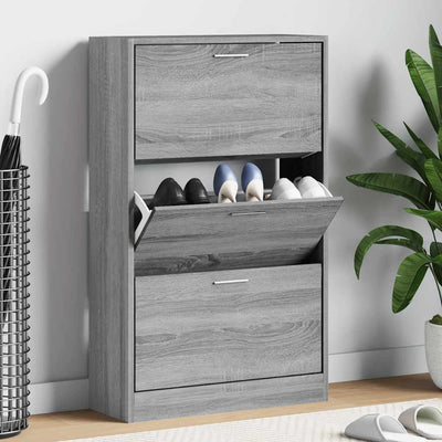 Armoire à chaussures Vidaxl 63x24x103 cm en bois de bois de gris sonoma