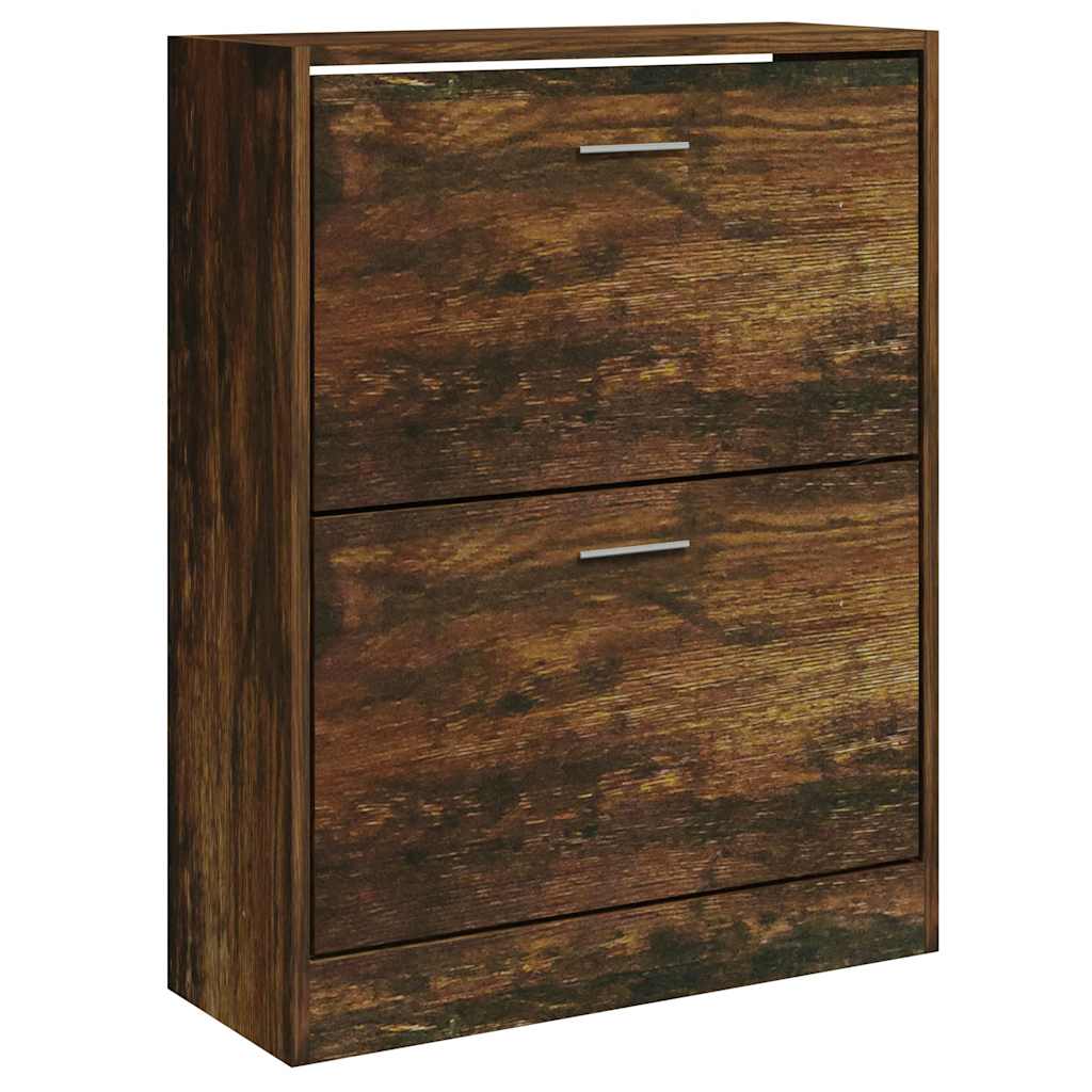 Armoire à chaussures Vidaxl 63x24x81 cm en bois de bois de bois fumé coloré