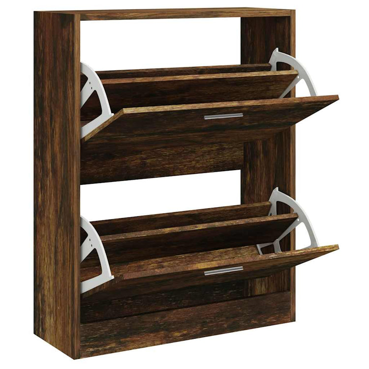 Armoire à chaussures Vidaxl 63x24x81 cm en bois de bois de bois fumé coloré