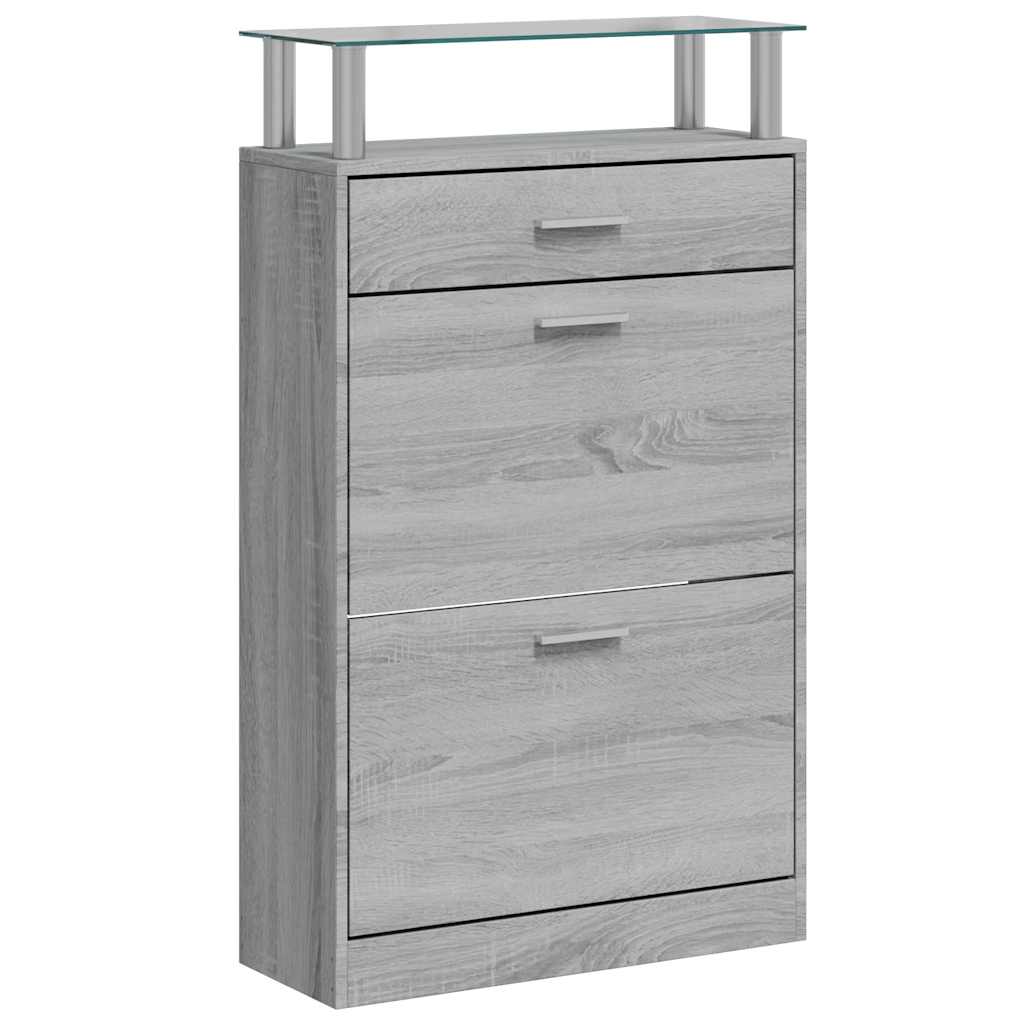 Armoire à chaussures vidaxl 63x24x104 cm en bois de bois de chêne Gris sonoma