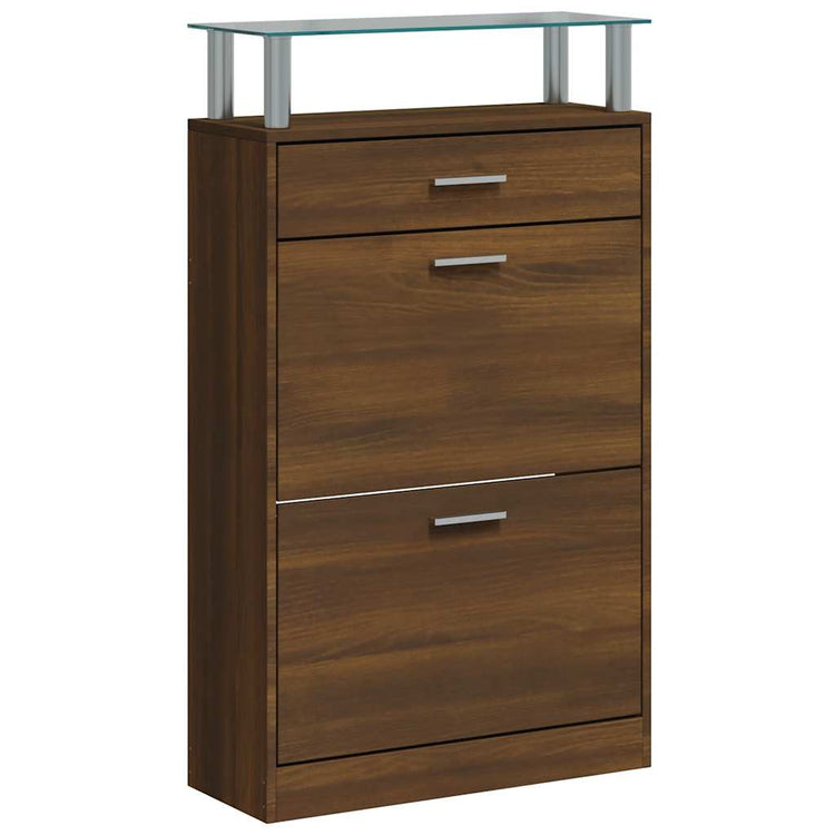 Armoire à chaussures Vidaxl 63x24x104 cm Couleur de chêne brun coupé en bois coupé