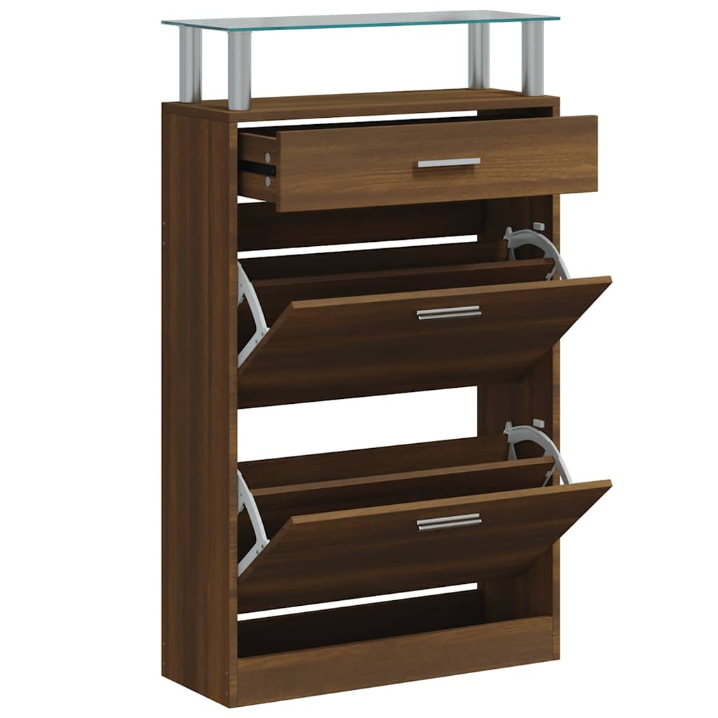 Armoire à chaussures Vidaxl 63x24x104 cm Couleur de chêne brun coupé en bois coupé