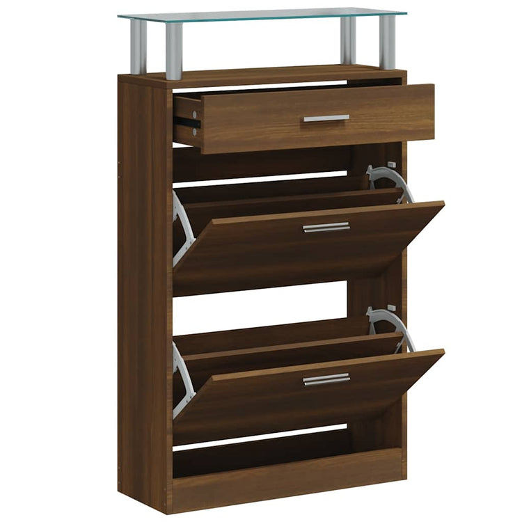 Armoire à chaussures Vidaxl 63x24x104 cm Couleur de chêne brun coupé en bois coupé
