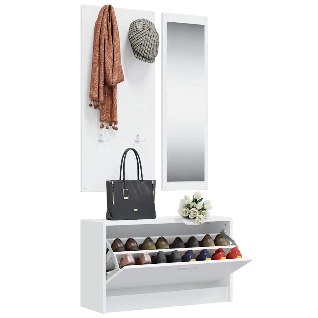 Ensemble d'armoires à chaussures Vidaxl 3-en-1 en bois blanc