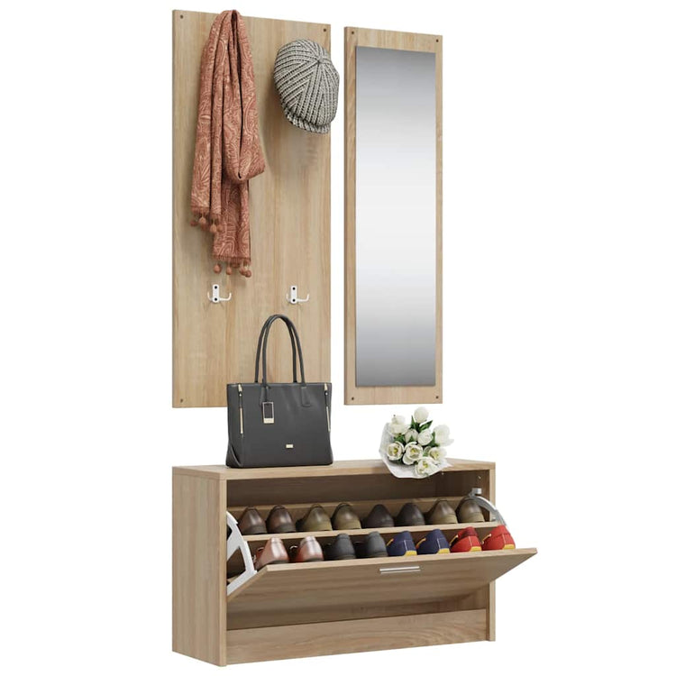 Ensemble d'armoire à chaussures Vidaxl 3-en-1 en bois édité sonoma colored