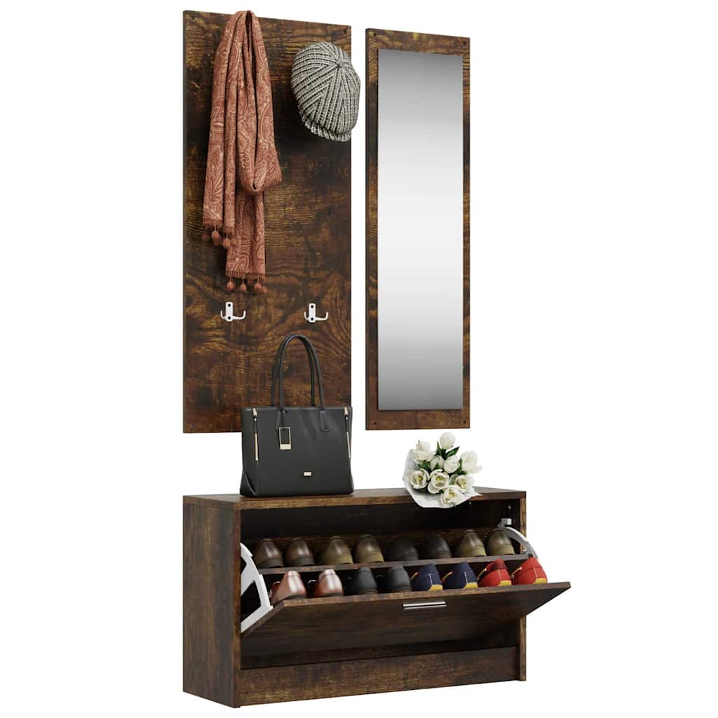 Ensemble d'armoire à chaussures Vidaxl 3-en-1 en bois édité sonoma colored