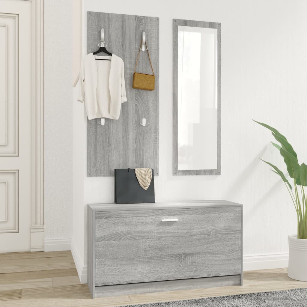 Ensemble d'armoires à chaussures Vidaxl 3-en-1 en bois de bois de bois sonoma gris sonoma