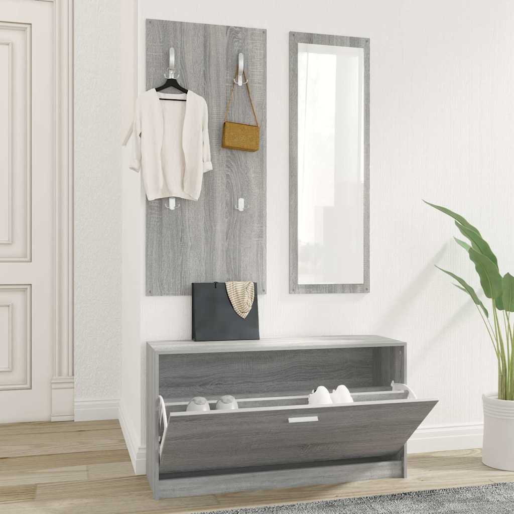 Ensemble d'armoires à chaussures Vidaxl 3-en-1 en bois de bois de bois sonoma gris sonoma