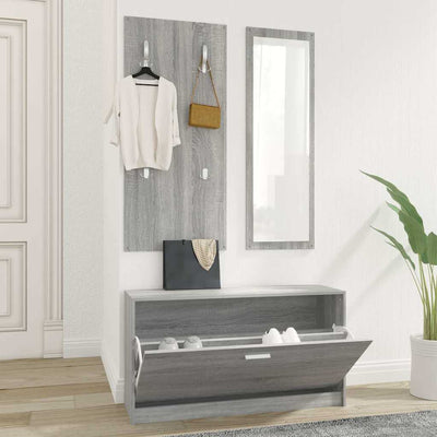 Ensemble d'armoires à chaussures Vidaxl 3-en-1 en bois de bois de bois sonoma gris sonoma