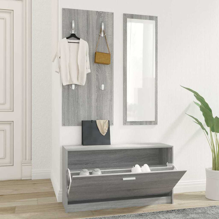Ensemble d'armoires à chaussures Vidaxl 3-en-1 en bois de bois de bois sonoma gris sonoma
