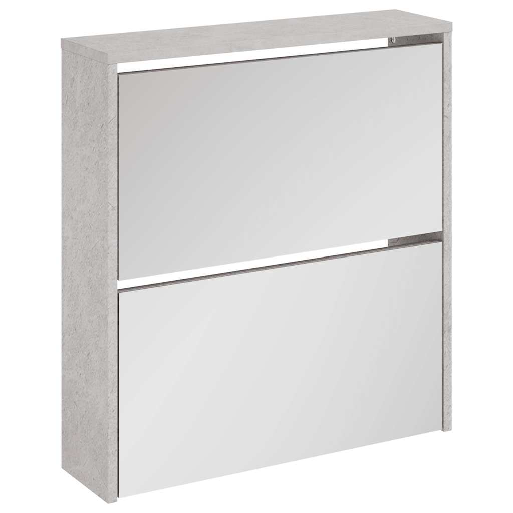 Armoire à chaussures Vidaxl avec miroir 2 couches 63x17x67 cm Prix de béton
