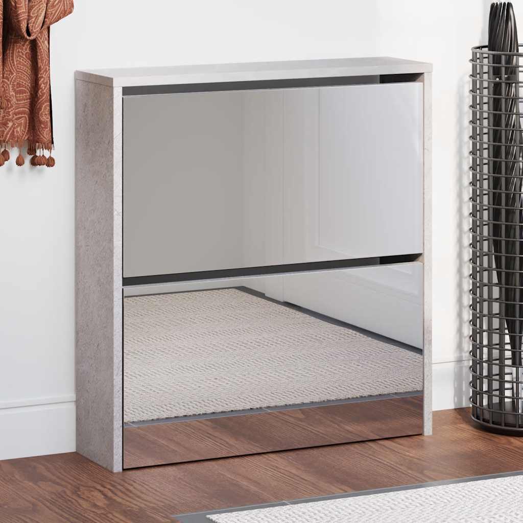 Armoire à chaussures Vidaxl avec miroir 2 couches 63x17x67 cm Prix de béton