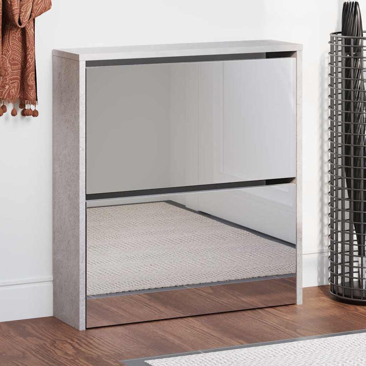 Armoire à chaussures Vidaxl avec miroir 2 couches 63x17x67 cm Prix de béton