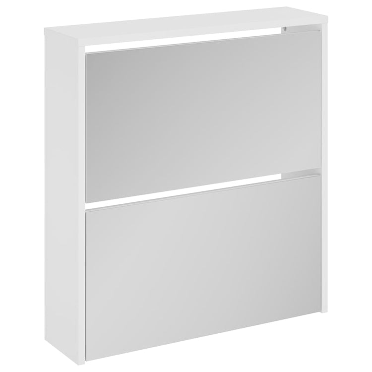 Armoire à chaussures Vidaxl avec miroir 2 couches 63x17x67 cm de haut blanc