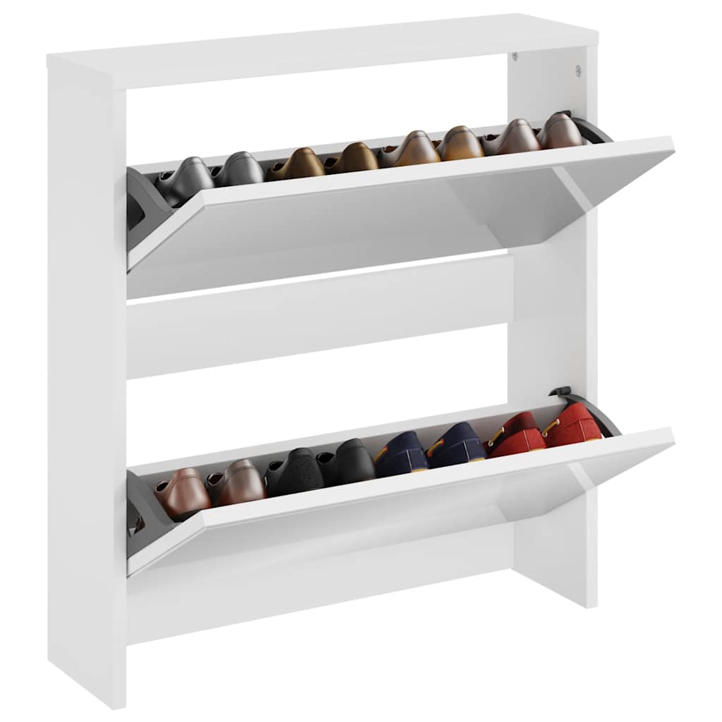 Armoire à chaussures Vidaxl avec miroir 2 couches 63x17x67 cm de haut blanc