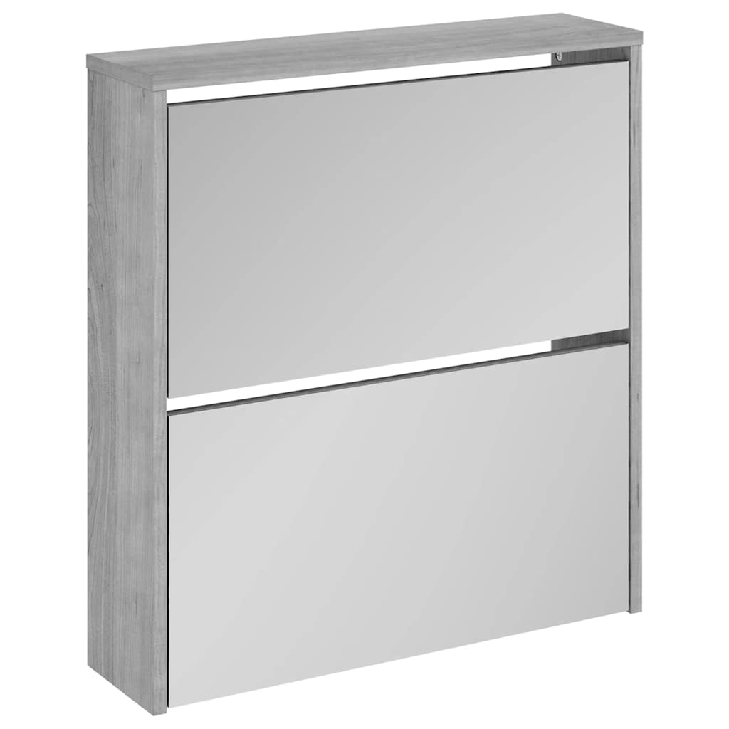 Armoire à chaussures Vidaxl avec miroir 2 couches 63x17x67 cm Gray Sonoma