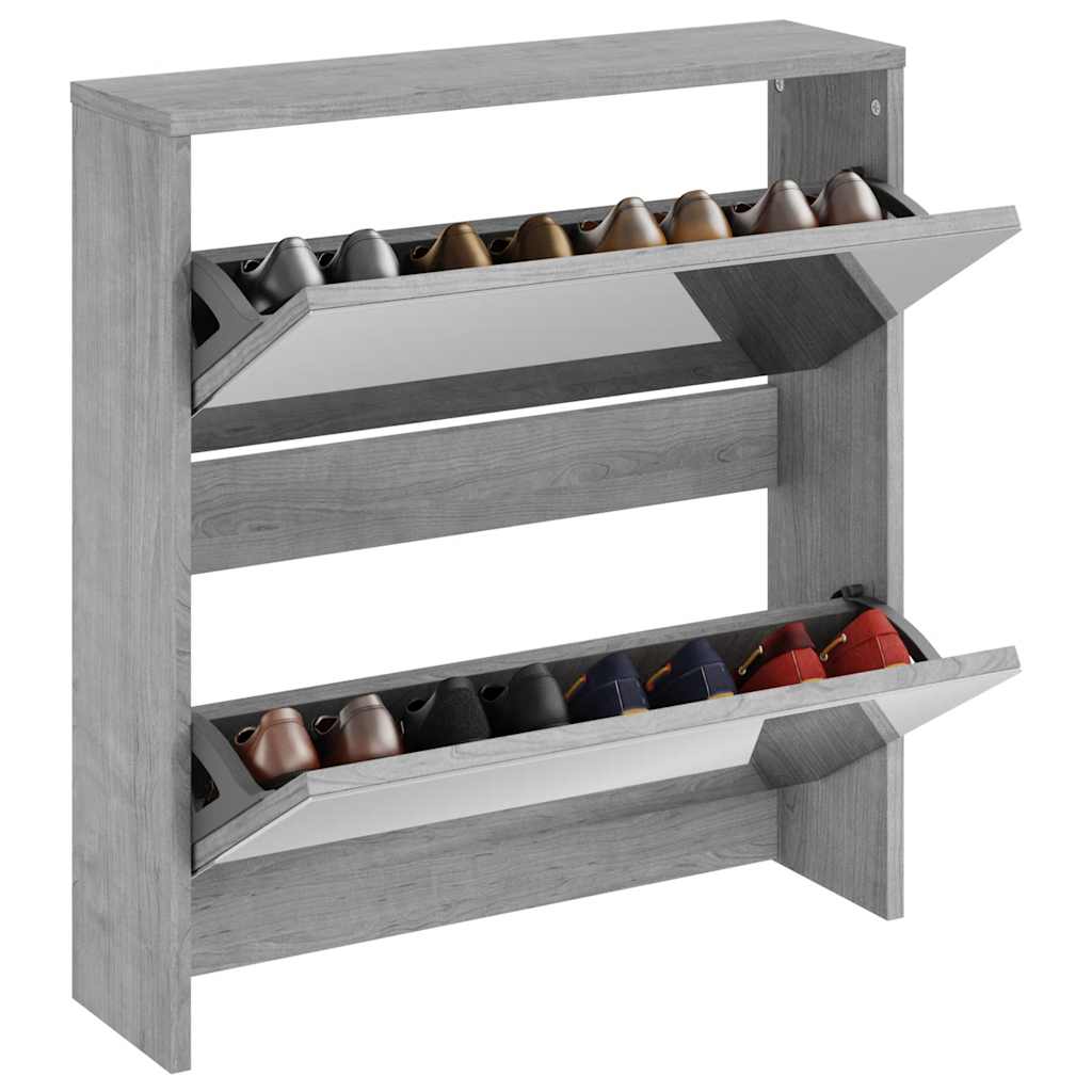 Armoire à chaussures Vidaxl avec miroir 2 couches 63x17x67 cm Gray Sonoma