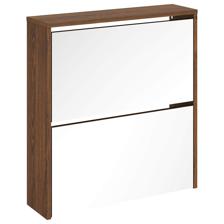 Armoire à chaussures Vidaxl avec miroir 2 couches 63x17x67 cm Browniken