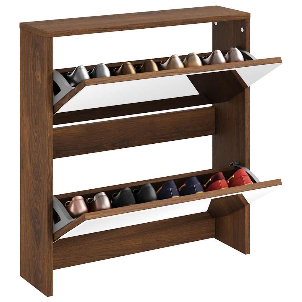 Armoire à chaussures Vidaxl avec miroir 2 couches 63x17x67 cm Browniken